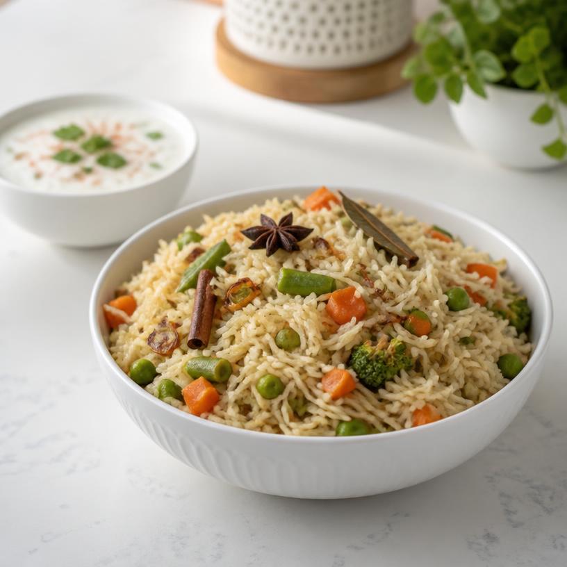 Veg Pulao with Raita